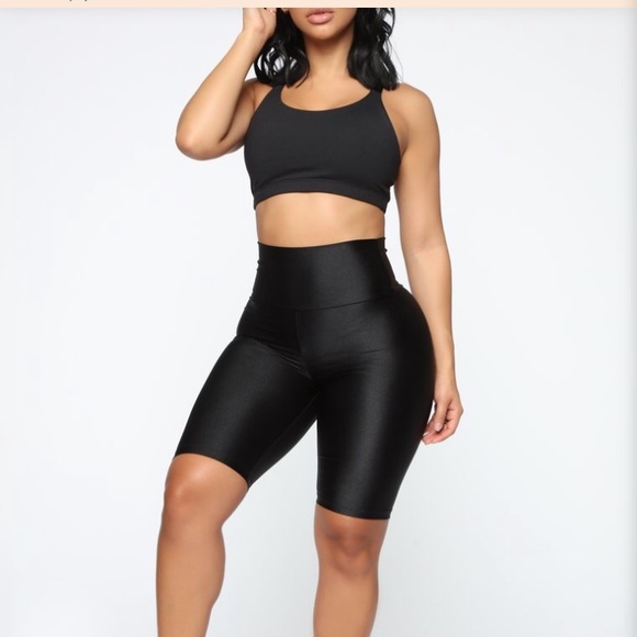 glossy biker shorts